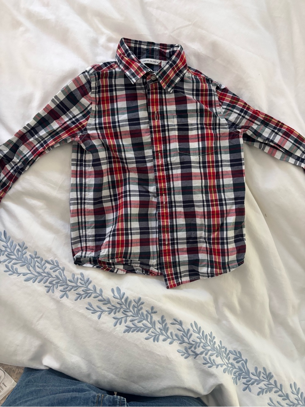 Janie and Jack Red, Navy & White Plaid Button-Down Shirt